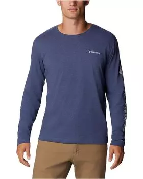 Футболка Columbia Thistletown Hills Long Sleeve Logo, цвет Dark Mountain Heather