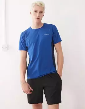 Футболка Columbia Three Pitch с короткими рукавами и круглым вырезом синего цвета