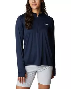 Футболка Columbia Tidal Tee 1/4 Zip, цвет Collegiate Navy/White Logo