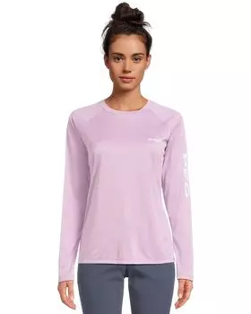 Футболка Columbia Tidal Tee Heather Long Sleeve, цвет Hydrangea Heather/White Logo