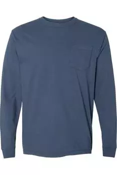 Футболка Comfort Colors Garment-Dyed Heavyweight с длинным рукавом и карманом, цвет midnight
