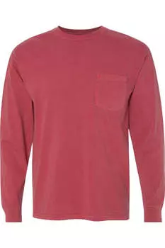 Футболка Comfort Colors Garment-Dyed Heavyweight с длинным рукавом и карманом, малиновый