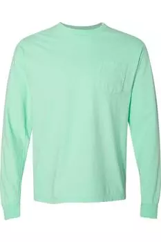 Футболка Comfort Colors Garment-Dyed из плотной ткани с длинным рукавом и карманом, цвет island reef
