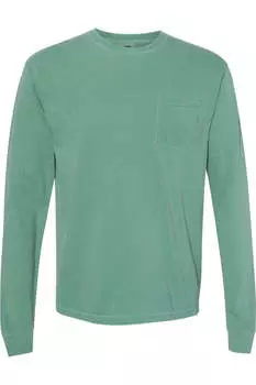 Футболка Comfort Colors Garment-Dyed из плотной ткани с длинным рукавом и карманом, светло-зеленый