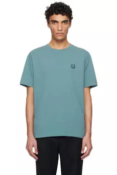 Футболка Comfort с яркой синей нашивкой в виде головы лисы Maison Kitsun