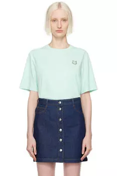 Футболка Comfort с яркой зеленой нашивкой в виде головы лисы Maison Kitsun