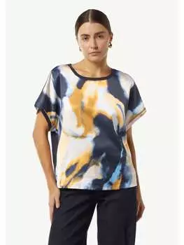 Футболка comma T-Shirt kurzarm, цвет Blau-mehrfarbig