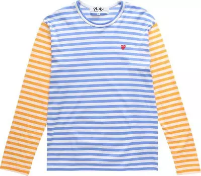 Футболка Comme des Garons PLAY Bi-Color Striped Long-Sleeve T-Shirt 'Blue/Yellow', синий