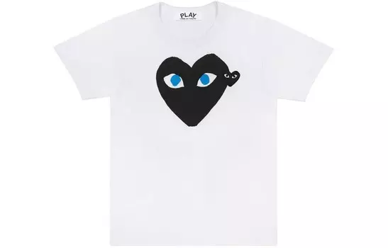 Футболка Comme Des Garcons Play Black Heart Blue Eyes белая Cdg Play