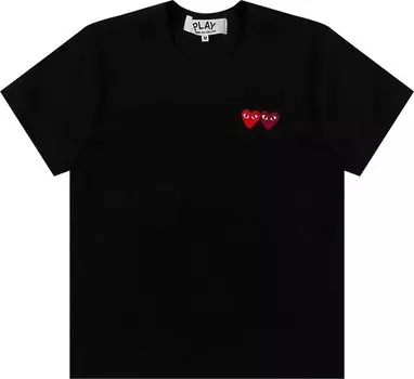 Футболка Comme des Garçons PLAY Double Heart T-Shirt 'Black', черный