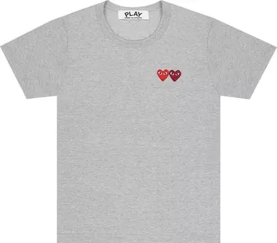 Футболка Comme des Garons PLAY Double Heart T-Shirt 'Grey', серый