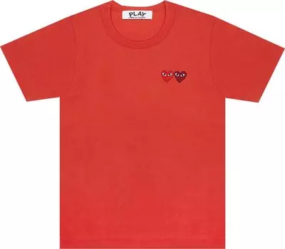 Футболка Comme des Garons PLAY Double Heart T-Shirt 'Red', красный