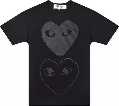 Футболка Comme des Garons PLAY Double Hearts T-Shirt 'Black/Black', черный