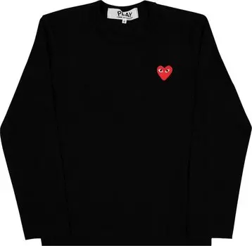 Футболка Comme des Garons PLAY Heart Logo Long-Sleeve T-Shirt 'Black', черный