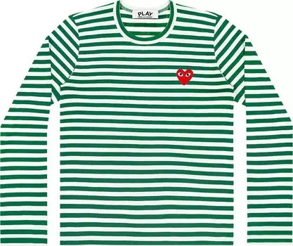 Футболка Comme des Garons PLAY Heart Striped T-Shirt 'Green/White', зеленый