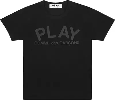 Футболка Comme des Garons PLAY Logo Text T-Shirt 'Black', черный