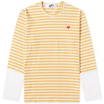 Футболка Comme des Garcons Play Long Sleeve Stripe Contrast Sleeve Te