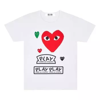 Футболка Comme des Garons PLAY Multi Logo Short-Sleeve T-Shirt 'White', белый