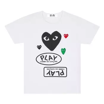 Футболка Comme des Garons PLAY Multi Logo Short-Sleeve T-Shirt 'White', белый