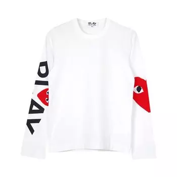 Футболка Comme des Garons PLAY Oversized Heart Long-Sleeve T-Shirt 'White', белый