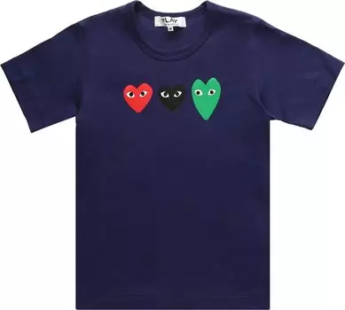 Футболка Comme des Garons PLAY Play Logo T-Shirt 'Navy', синий