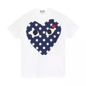 Футболка Comme des Garons PLAY Polka Dot Full Heart T-Shirt 'White', белый