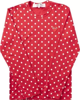 Футболка Comme des Garons PLAY Polka Dot Heart Logo Long-Sleeve T-Shirt 'Red/White', красный