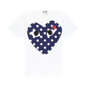 Футболка Comme des Garons PLAY Polka Dot Heart T-Shirt 'White', белый