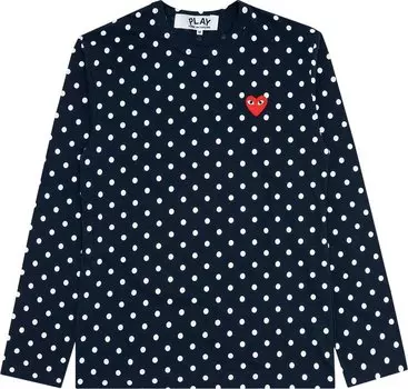 Футболка Comme des Garons PLAY Polka Dot Long-Sleeve T-Shirt 'Navy', синий