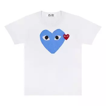Футболка Comme des Garons PLAY Red Emblem Heart T-Shirt 'White/Blue', белый