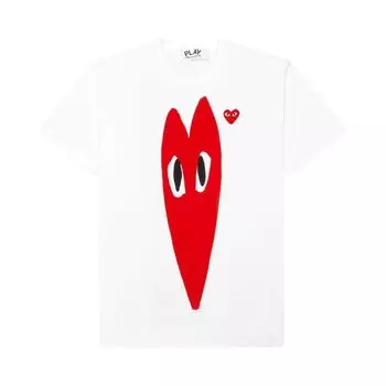 Футболка Comme des Garons PLAY Red Emblem Long Heart T-Shirt 'White', белый