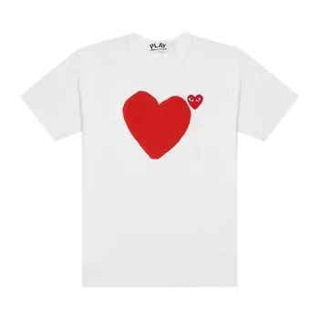 Футболка Comme des Garons PLAY Red Emblem No Eyes T-Shirt 'White', белый