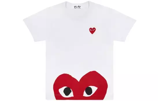 Футболка Comme Des Garcons Play Red Half Heart белая Cdg Play