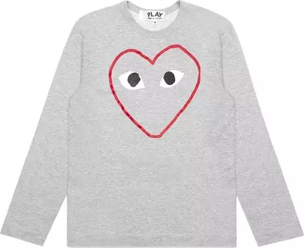 Футболка Comme des Garons PLAY Red Heart Sketch Long-Sleeve T-Shirt 'Grey', серый