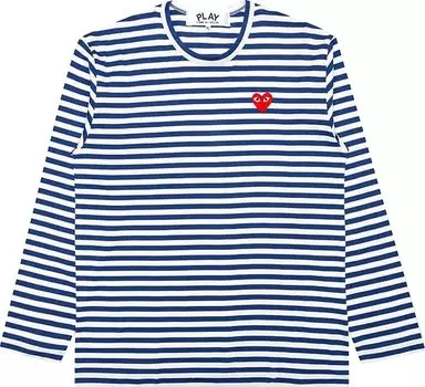 Футболка Comme des Garons PLAY Striped Big Heart Long-Sleeve T-Shirt 'Blue/White', синий