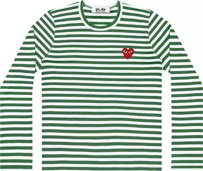 Футболка Comme des Garons PLAY Striped Long-Sleeve T-Shirt 'Green', зеленый