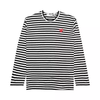 Футболка Comme des Garons PLAY Striped Long-Sleeve T-Shirt 'White', белый