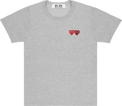 Футболка Comme des Garons Play T-Shirt With Small Double Hearts 'Grey', серый