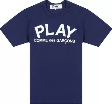 Футболка Comme des Garons PLAY Text T-Shirt 'Navy', синий
