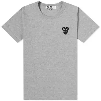 Футболка Comme Des Garcons Play Women'S Overlapping Heart T-Shirt, цвет Grey & Black