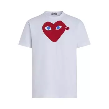 Футболка Comme des Garons Short-Sleeve Play T-Shirt With Red Heart 'White', белый