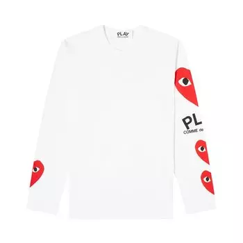 Футболка Comme Des Garons Comme des Garons PLAY Multi Heart Long-Sleeve T-Shirt, белый