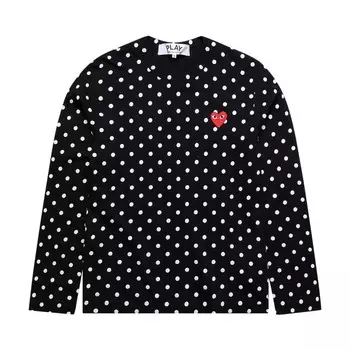 Футболка Comme Des Garons Comme des Garons PLAY Polka Dot Long-Sleeve T-Shirt, черный