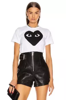 Футболка Comme des Garons Cotton Black Heart Emblem, белый
