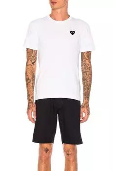 Футболка Comme des Garons Cotton With Black Emblem, белый
