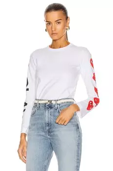 Футболка Comme des Garons Long Sleeve Logo Emblem, белый