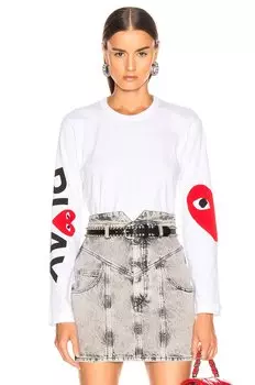 Футболка Comme des Garons Long Sleeve Logo Emblem, белый
