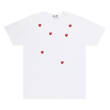 Футболка Comme des Garons Multi Red Heart Tee, белый