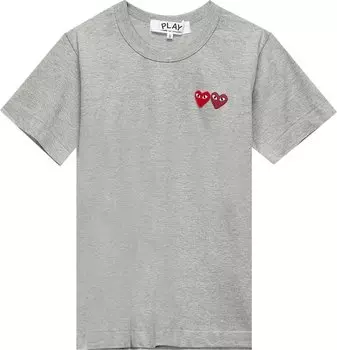 Футболка Comme des Garons PLAY Double Heart Tee 'Grey', серый