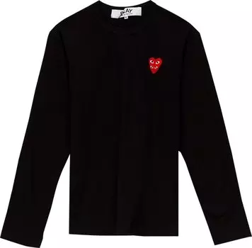 Футболка Comme des Garons PLAY Double Heart Long-Sleeve T-Shirt 'Black', черный